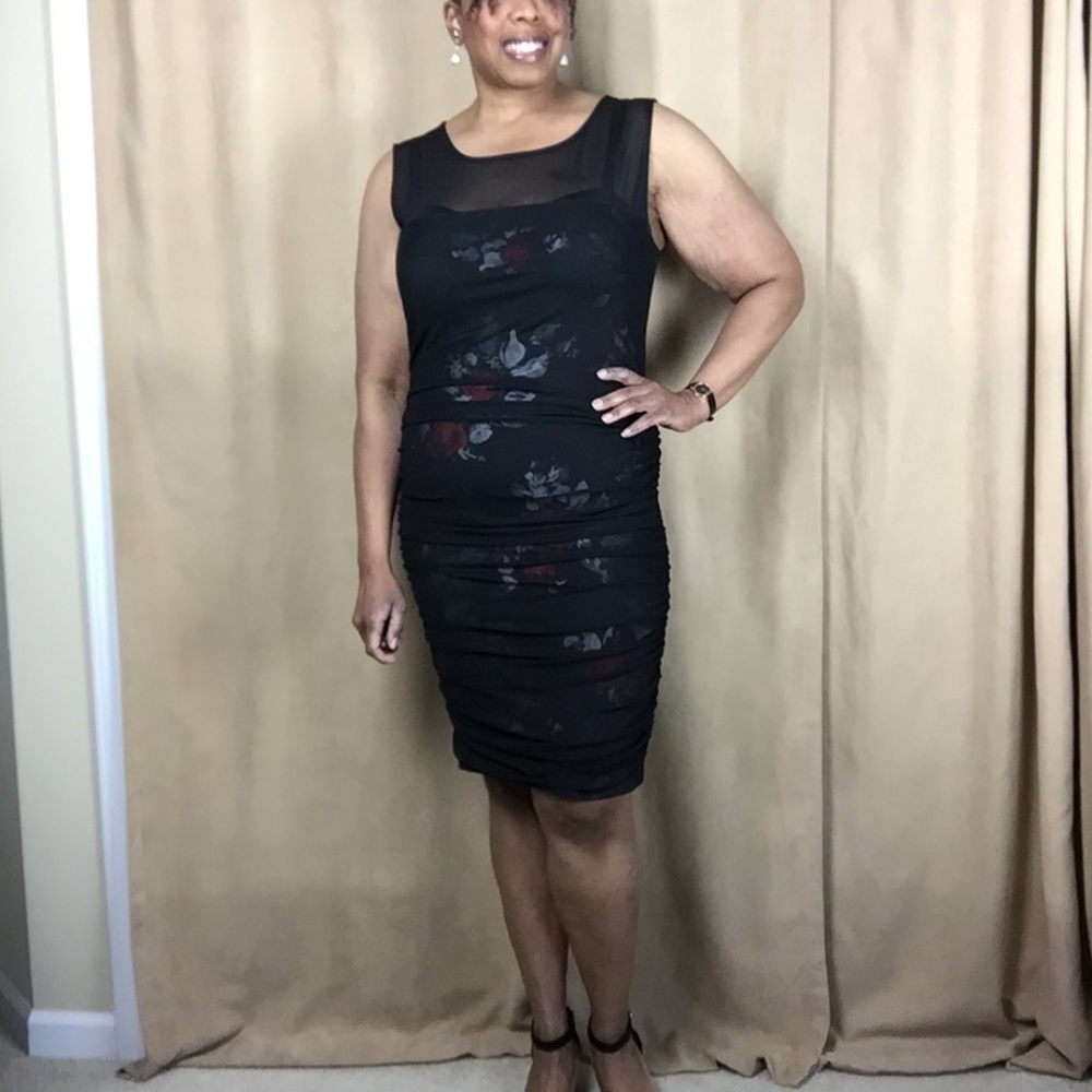 Torrid Ruched Dress w/ sheer overlay sz 2 18-20 2X